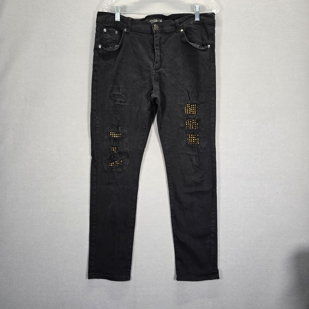 Trestles Jeans Sz 38  Womens Black Straight Ladies Pants Distressed